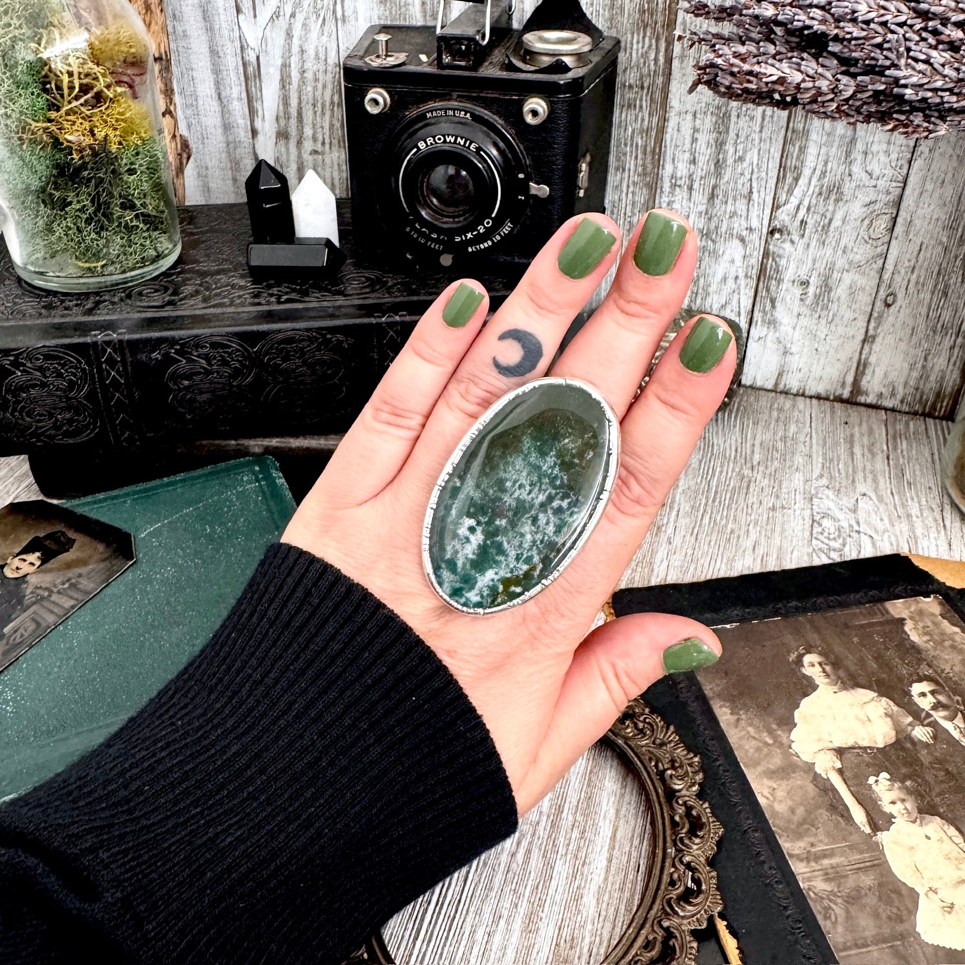 The Colossal Collection - Bloodstone Statement Ring Size 10 Fine Silver / One Of A Kind FOXLARK