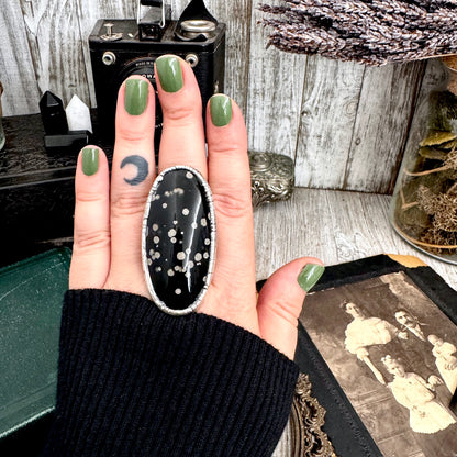 The Colossal Collection - Galaxy Obsidian Ring Set in Fine Silver Size 8.5 / One of a Kind