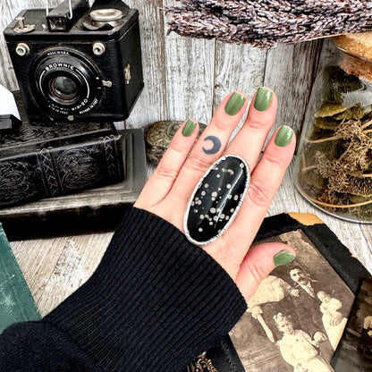 The Colossal Collection - Galaxy Obsidian Ring Set in Fine Silver Size 8.5 / One of a Kind