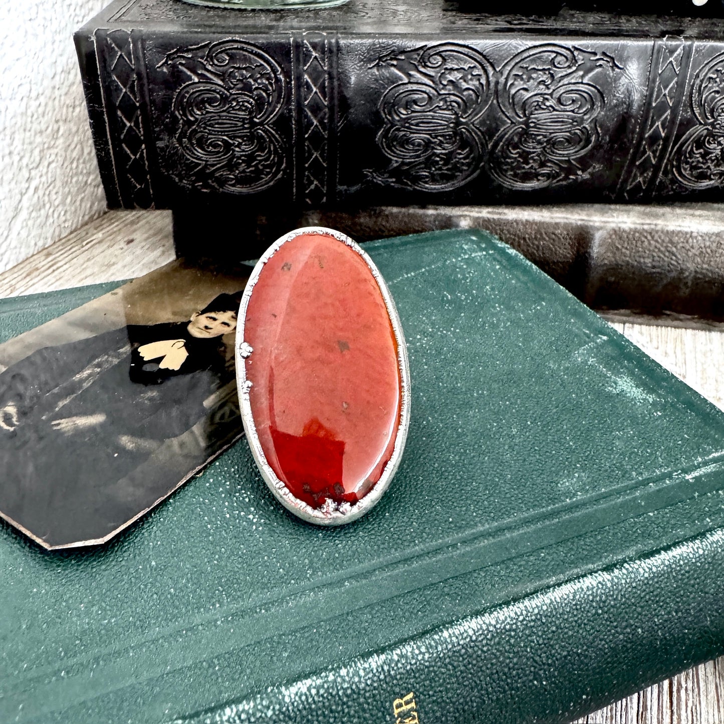 The Colossal Collection - Red Jasper Ring Set in Fine Silver Size 7 /One of a Kind