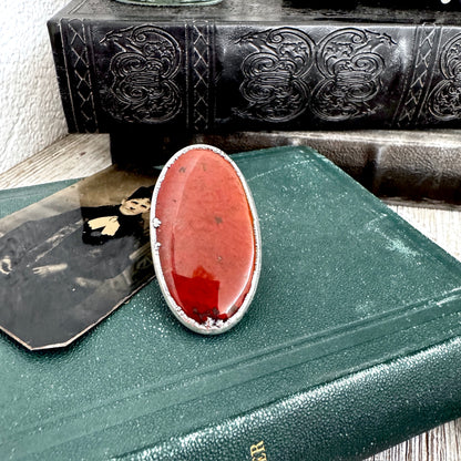 The Colossal Collection - Red Jasper Ring Set in Fine Silver Size 7 /One of a Kind