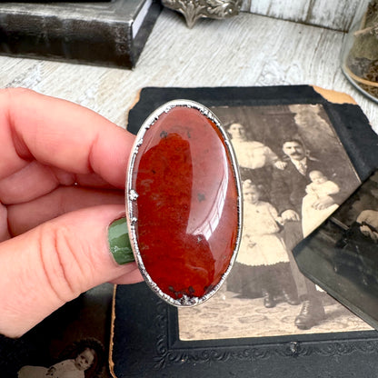 The Colossal Collection - Red Jasper Ring Set in Fine Silver Size 7 /One of a Kind