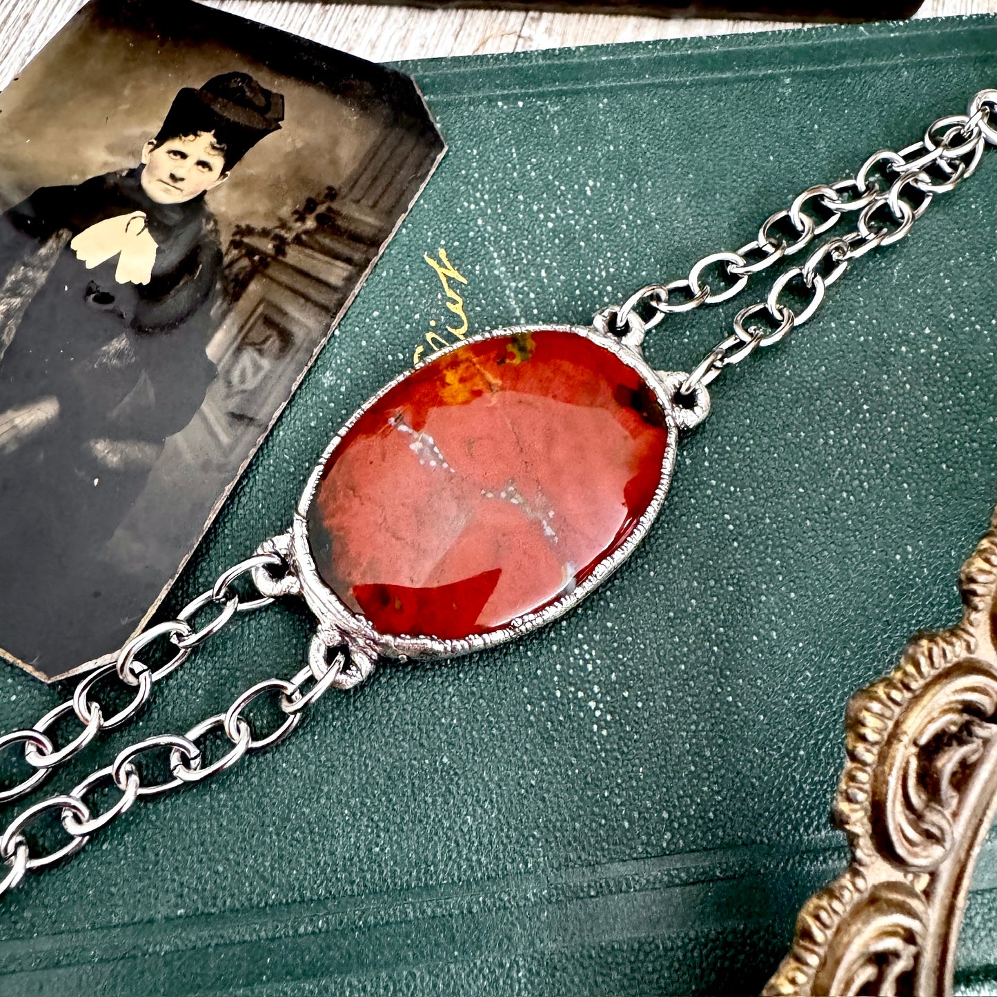 The Colossal Collection - Red Jasper Crystal Bracelet Fine Silver / One of a Kind