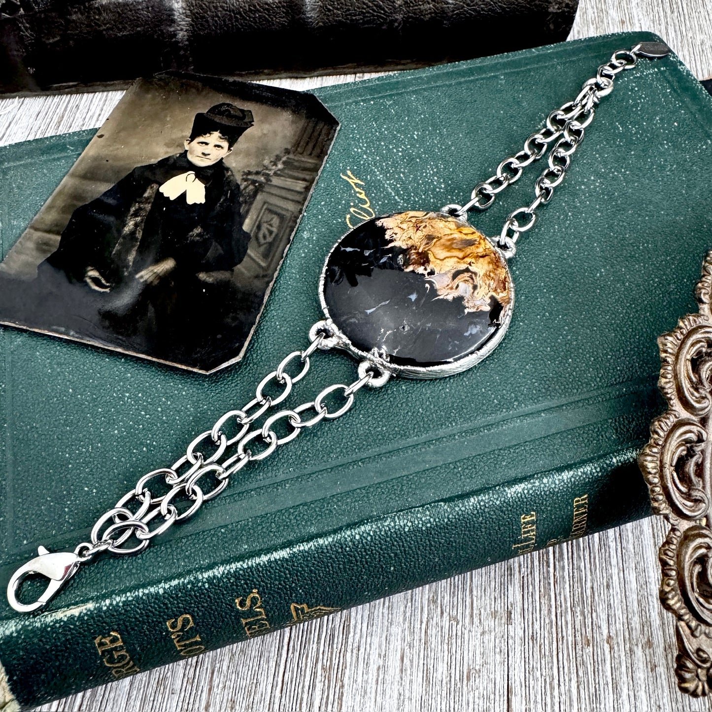 The Colossal Collection - Fossilized Palm Root Crystal Bracelet Fine Silver / One of a Kind