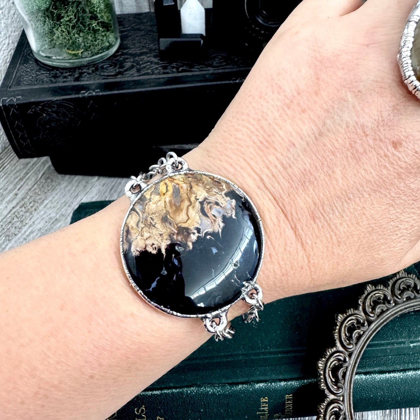 The Colossal Collection - Fossilized Palm Root Crystal Bracelet Fine Silver / One of a Kind