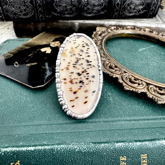 The Colossal Collection - Montana Moss Agate Crystal Ring Fine Silver Size 8 / Foxlark Collection - One of a Kind