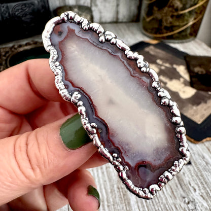 The Colossal Collection - Agate Slice Crystal Ring Fine Silver Size 9.5 / One of a Kind