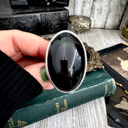 The Colossal Collection - Rainbow/Black Obsidian Crystal Ring Fine Silver Size 8 / One of a Kind