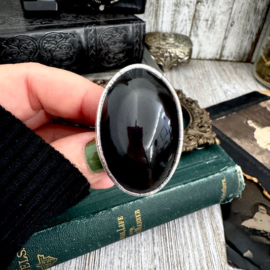 The Colossal Collection - Rainbow/Black Obsidian Crystal Ring Fine Silver Size 8 / One of a Kind