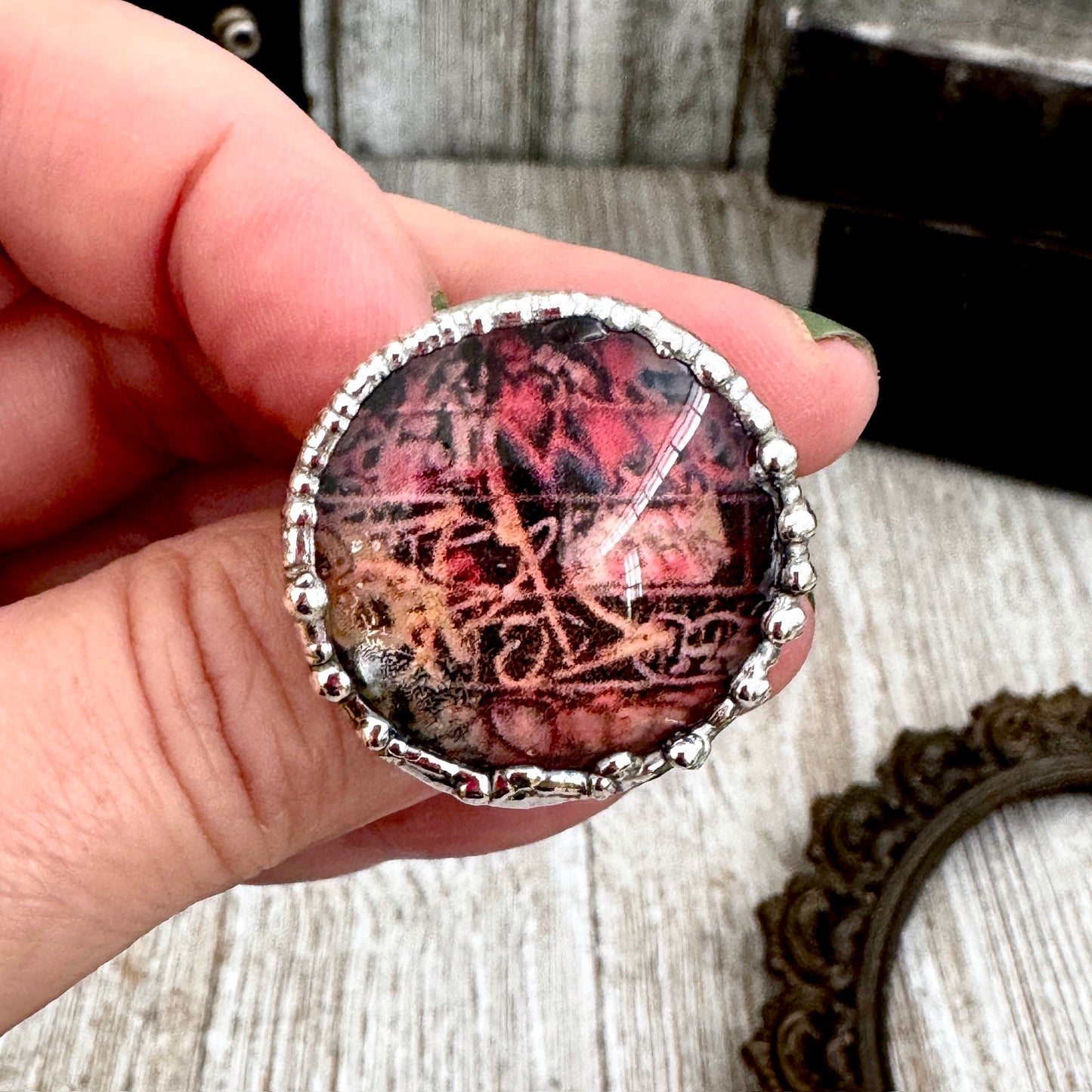 Road To Nowhere - Dive Bar Graffiti Ring Fine Silver Size 10.5 / One of a Kind