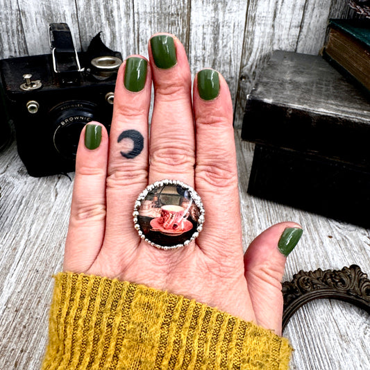 Road To Nowhere  - Vintage Shop Tea Cup Ring Fine Silver Size 9 / One of a Kind
