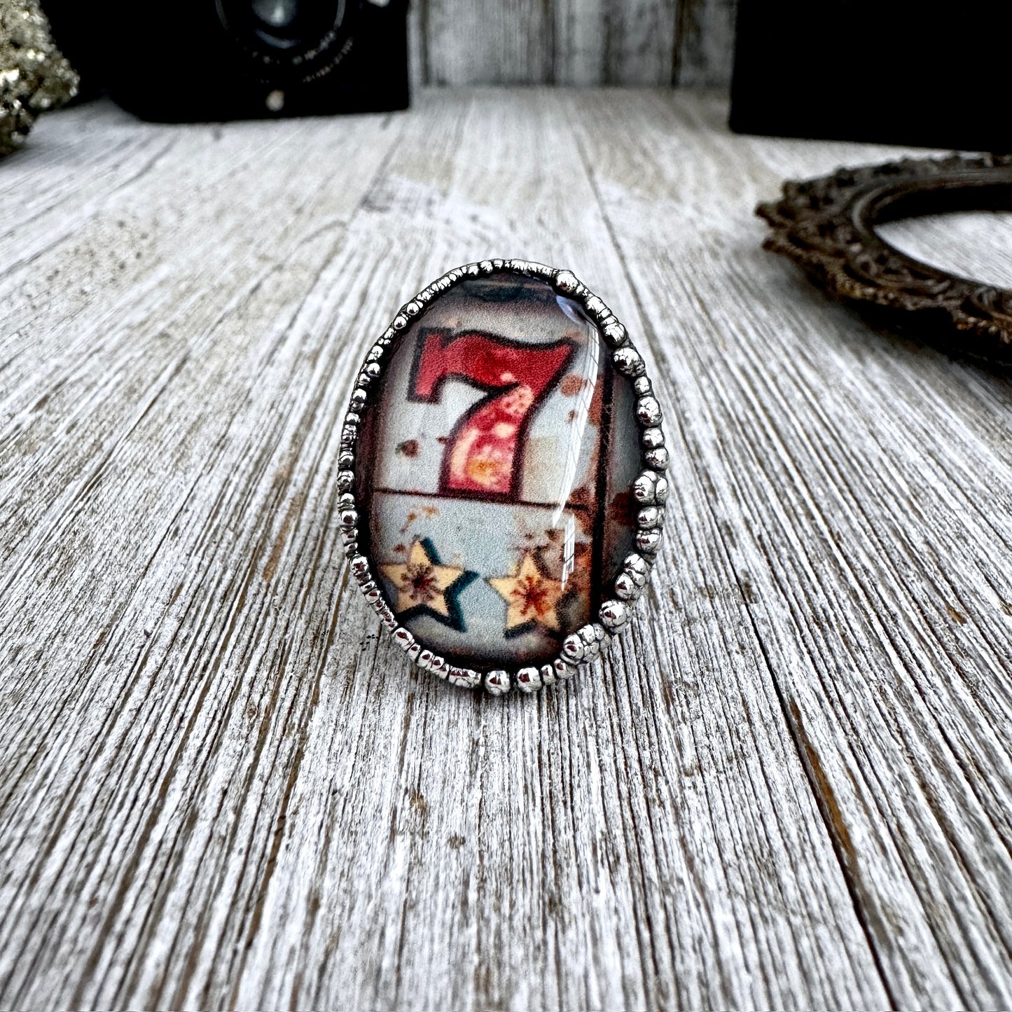 Road To Nowhere - Lucky Number 7 Slot Machine Ring Fine Silver Size 10.5 / One of a Kind