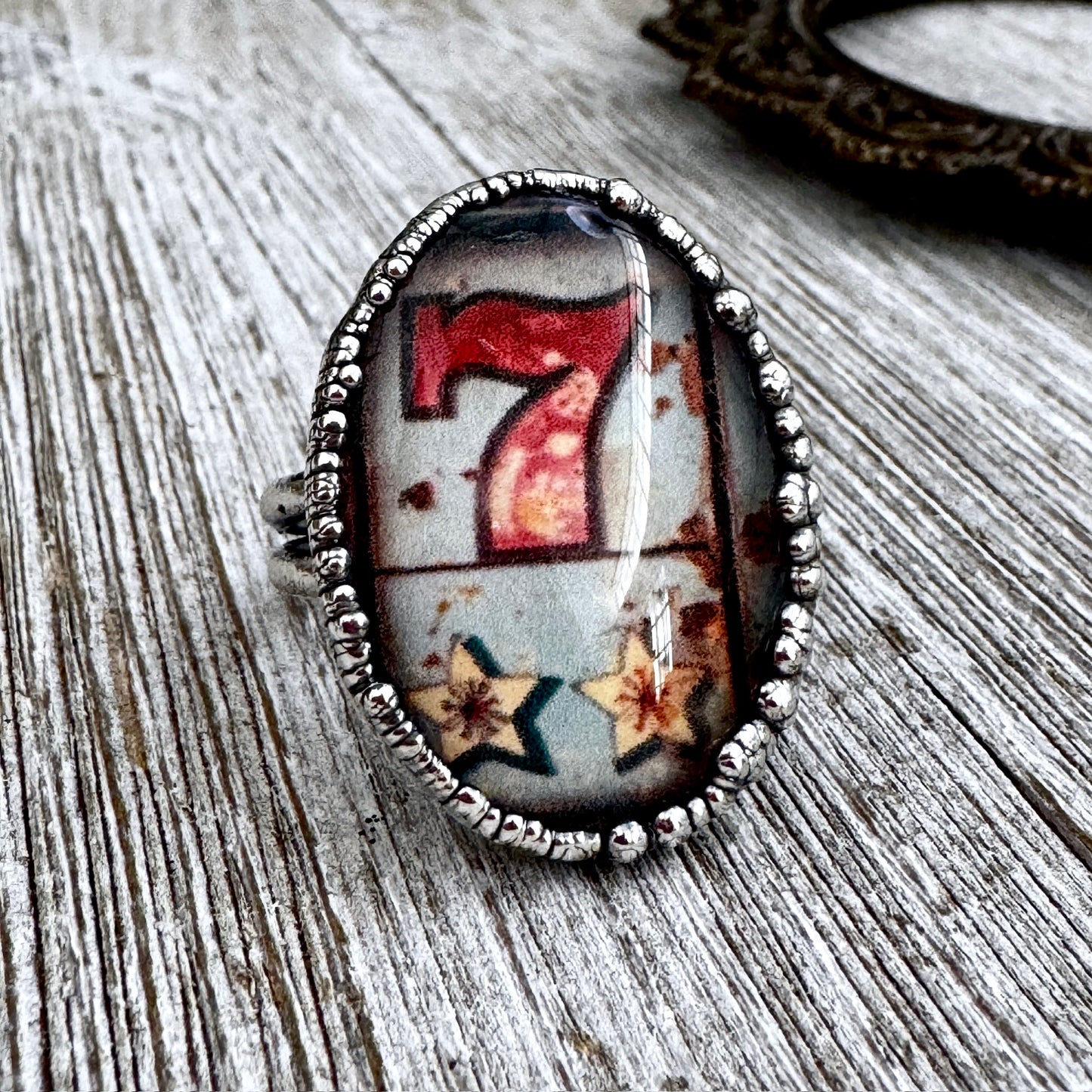 Road To Nowhere - Lucky Number 7 Slot Machine Ring Fine Silver Size 10.5 / One of a Kind