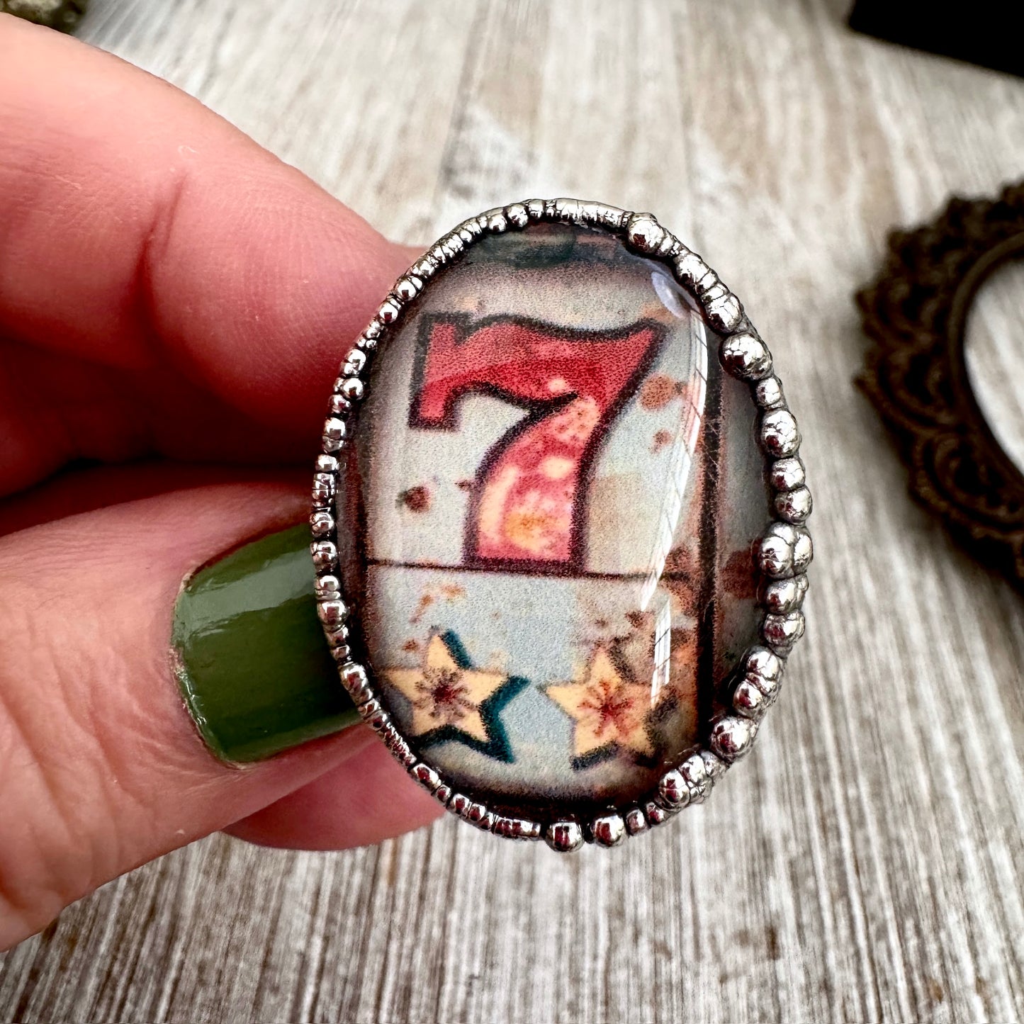 Road To Nowhere - Lucky Number 7 Slot Machine Ring Fine Silver Size 10.5 / One of a Kind