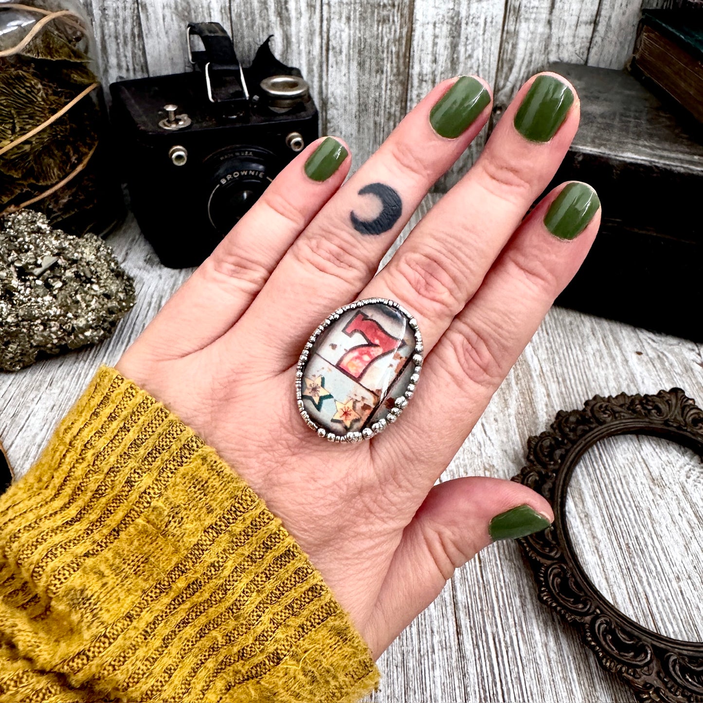 Road To Nowhere - Lucky Number 7 Slot Machine Ring Fine Silver Size 10.5 / One of a Kind