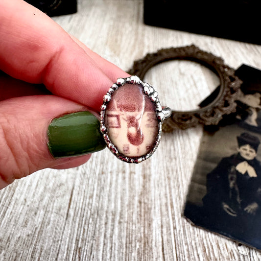Road To Nowhere - Vintage Bar / Deer Taxidermy Ring Fine Silver Size 8 / One of a Kind