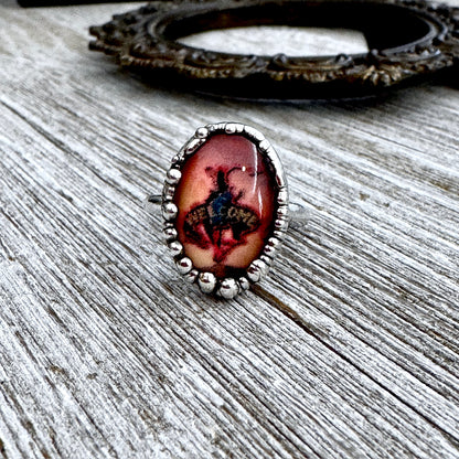 Road To Nowhere  - Cowboy Road Sign Side Ring Fine Silver Size 8 / One of a Kind