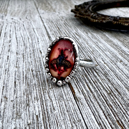 Road To Nowhere  - Cowboy Road Sign Side Ring Fine Silver Size 8 / One of a Kind