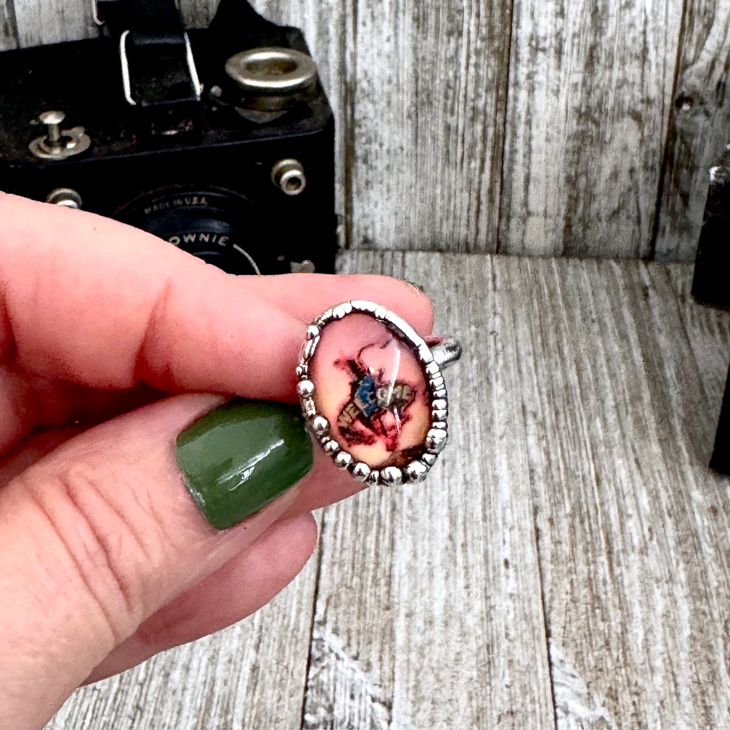 Road To Nowhere  - Cowboy Road Sign Side Ring Fine Silver Size 8 / One of a Kind