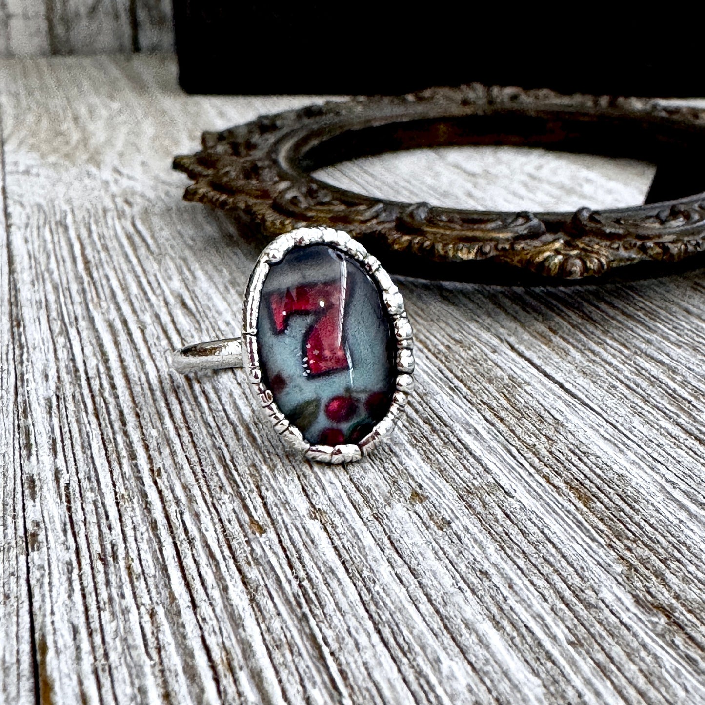 Road To Nowhere - Lucky Number 7 Slot Machine Ring Fine Silver Size 8.5 / One of a Kind