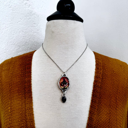 Road To Nowhere - Cowboy Road Sign With Sapphire Charm Necklace Fine Silver - One of a Kind