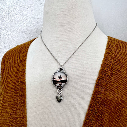 Road To Nowhere - Vintage Cowboy On Horse With Pyrite Charm Necklace Fine Silver - One of a Kind