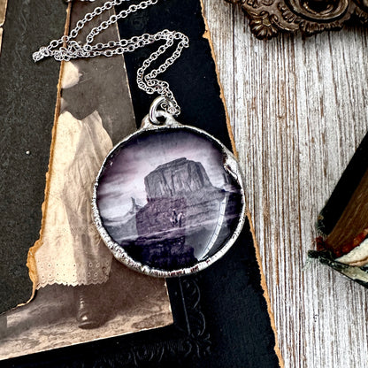 Road To Nowhere - Cowboy on Horse / Desert Necklace Fine Silver - One of a Kind