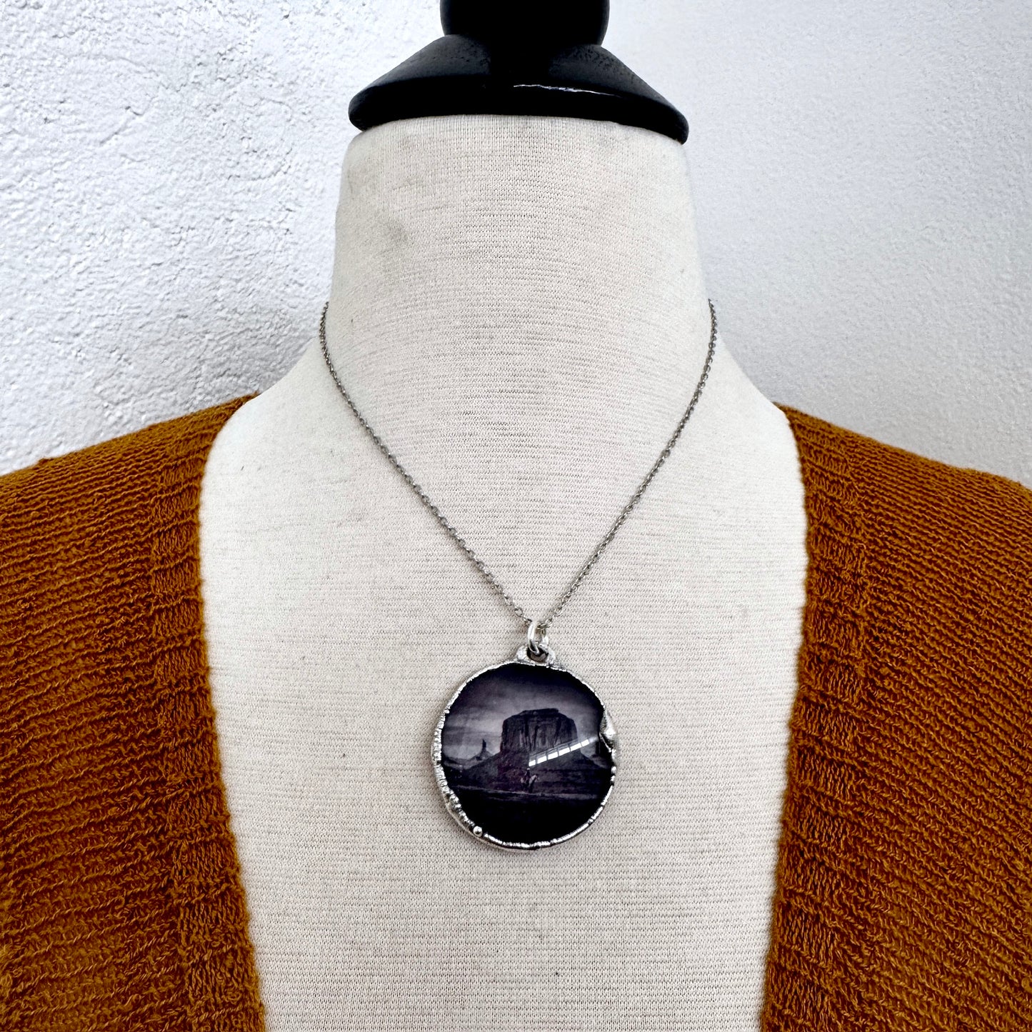 Road To Nowhere - Cowboy on Horse / Desert Necklace Fine Silver - One of a Kind