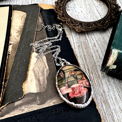 Road To Nowhere - Vintage Tea Cup Necklace Fine Silver - One of a Kind