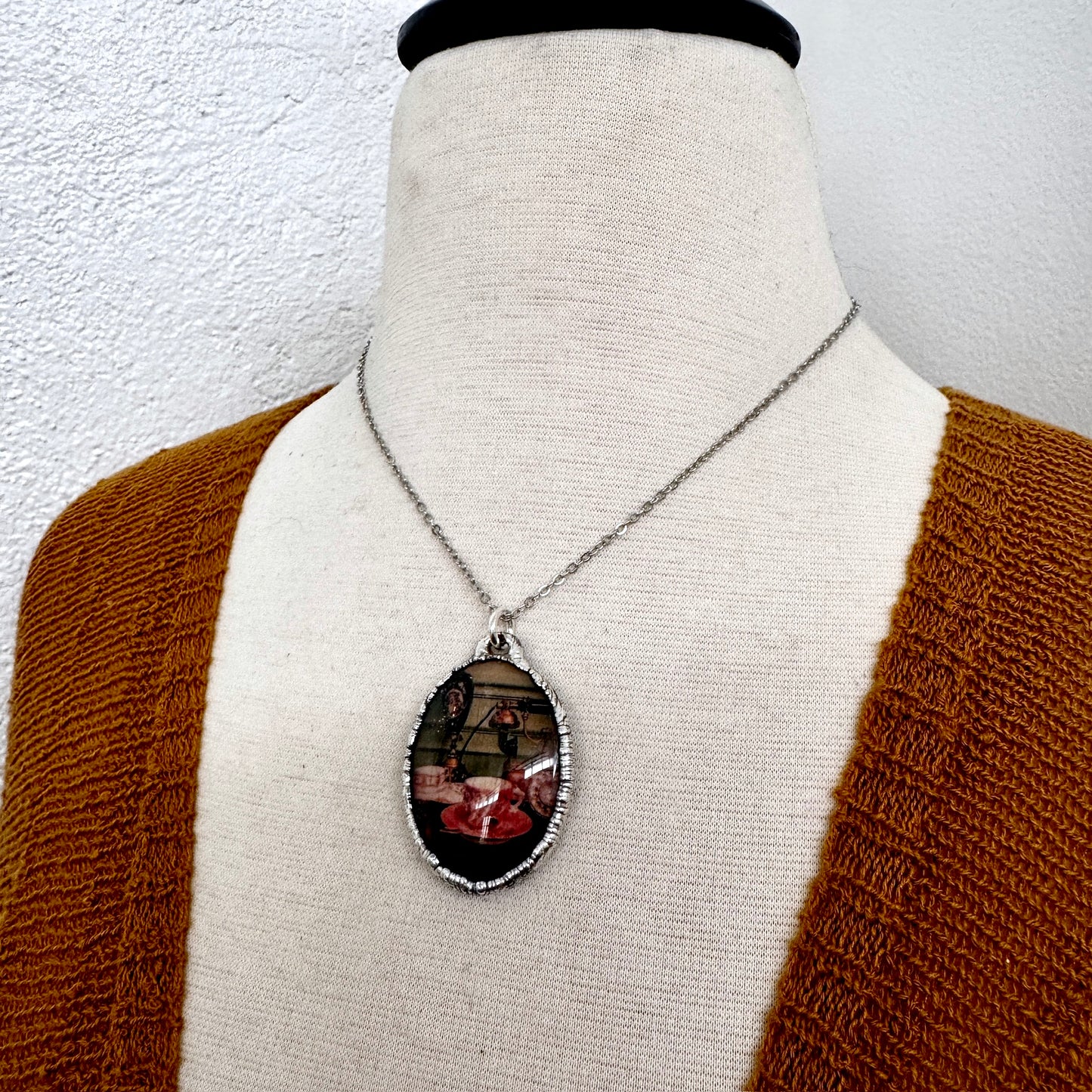 Road To Nowhere - Vintage Tea Cup Necklace Fine Silver - One of a Kind