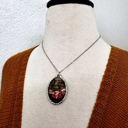 Road To Nowhere - Vintage Tea Cup Necklace Fine Silver - One of a Kind
