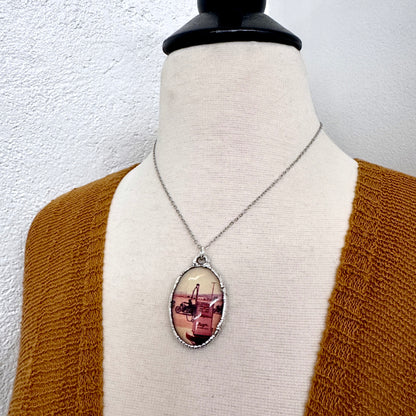 Road To Nowhere - Vintage Motorcycle / Gas Pump Necklace Fine Silver - One of a Kind