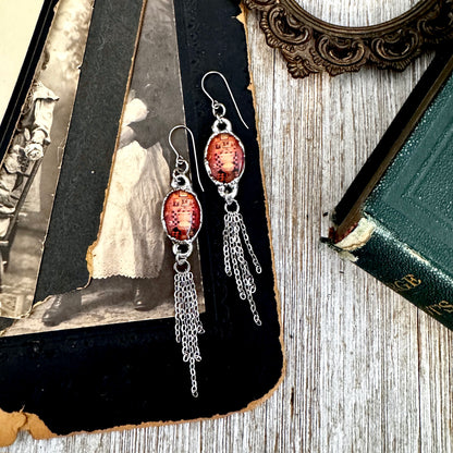 Road To Nowhere - Vintage Dive Bar Toilet Fine Silver Long Fringe Earrings