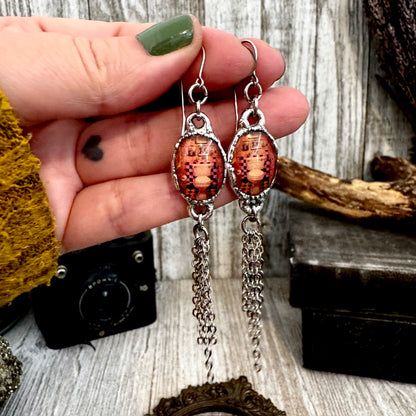 Road To Nowhere - Vintage Dive Bar Toilet Fine Silver Long Fringe Earrings