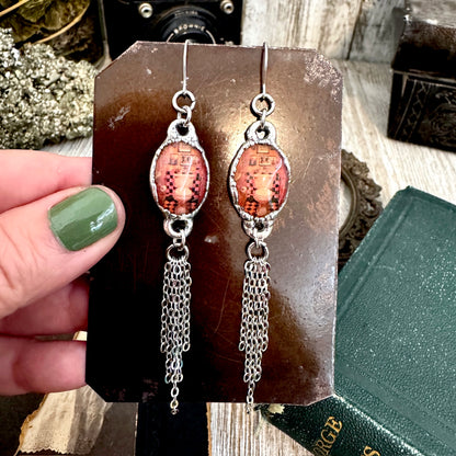 Road To Nowhere - Vintage Dive Bar Toilet Fine Silver Long Fringe Earrings
