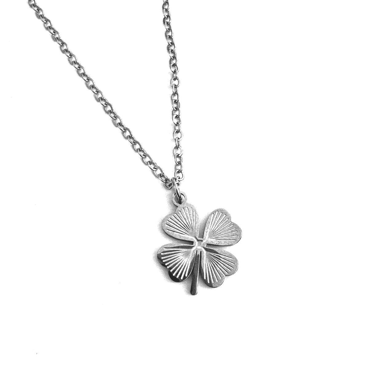 Four Leaf Clover Charm stainless steel lucky pendant necklace from the Lucky Charm Bar at Foxlark