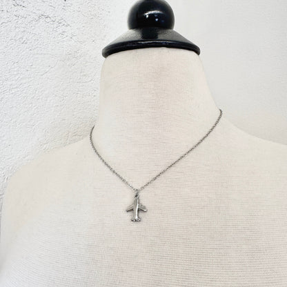 Airplane Charm stainless steel pendant necklace from the Lucky Charm Bar at Foxlark