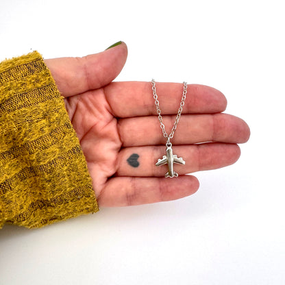 Airplane Charm stainless steel pendant necklace from the Lucky Charm Bar at Foxlark