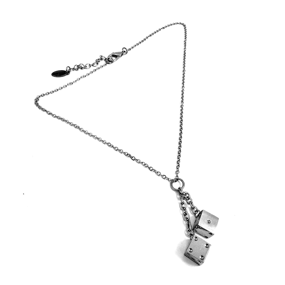 Dice Charm stainless steel lucky pendant necklace from the Lucky Charm Bar at Foxlark