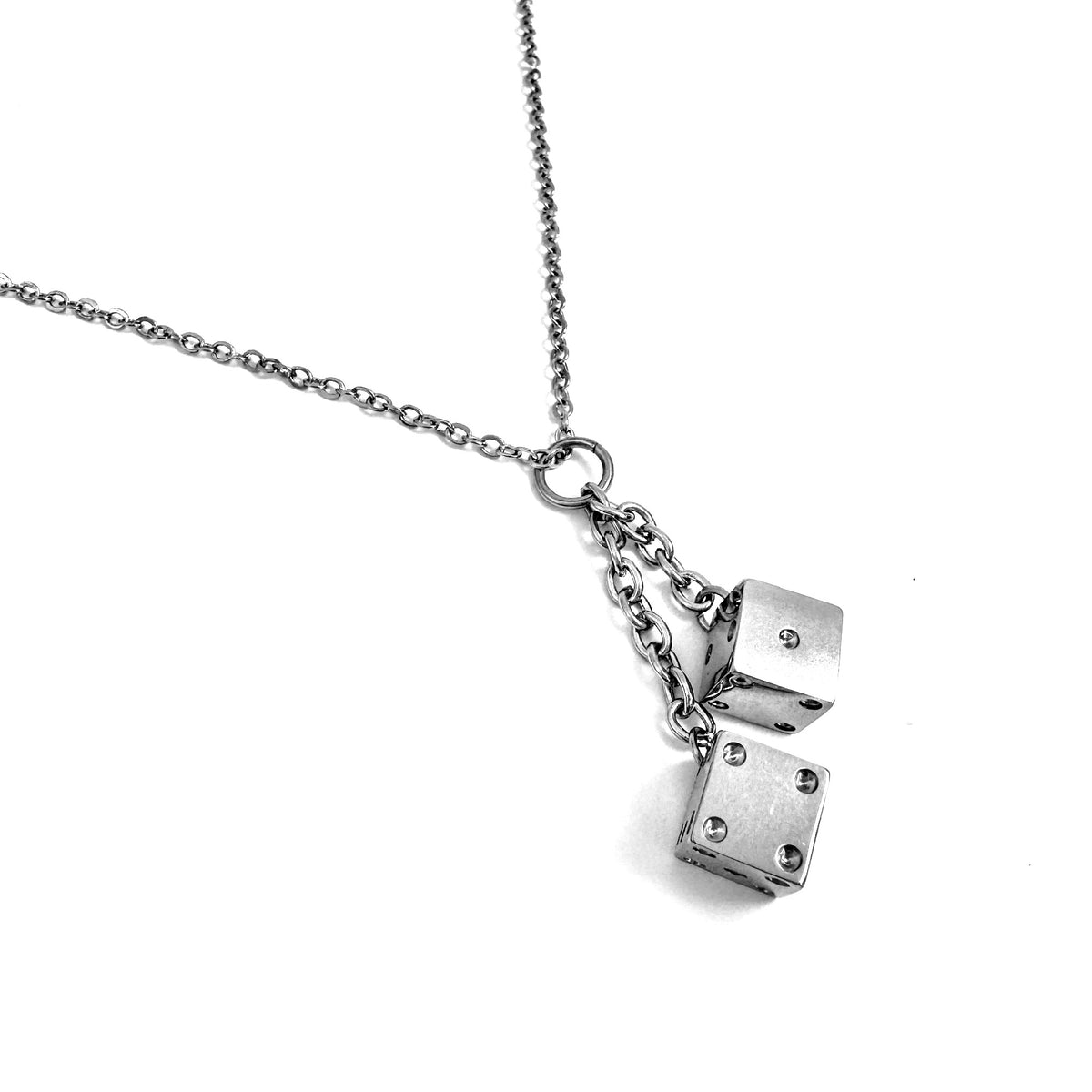 Dice Charm stainless steel lucky pendant necklace from the Lucky Charm Bar at Foxlark