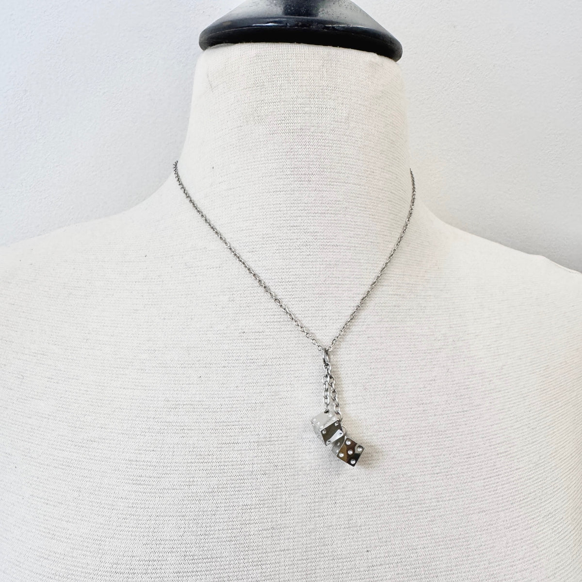 Dice Charm stainless steel lucky pendant necklace from the Lucky Charm Bar at Foxlark