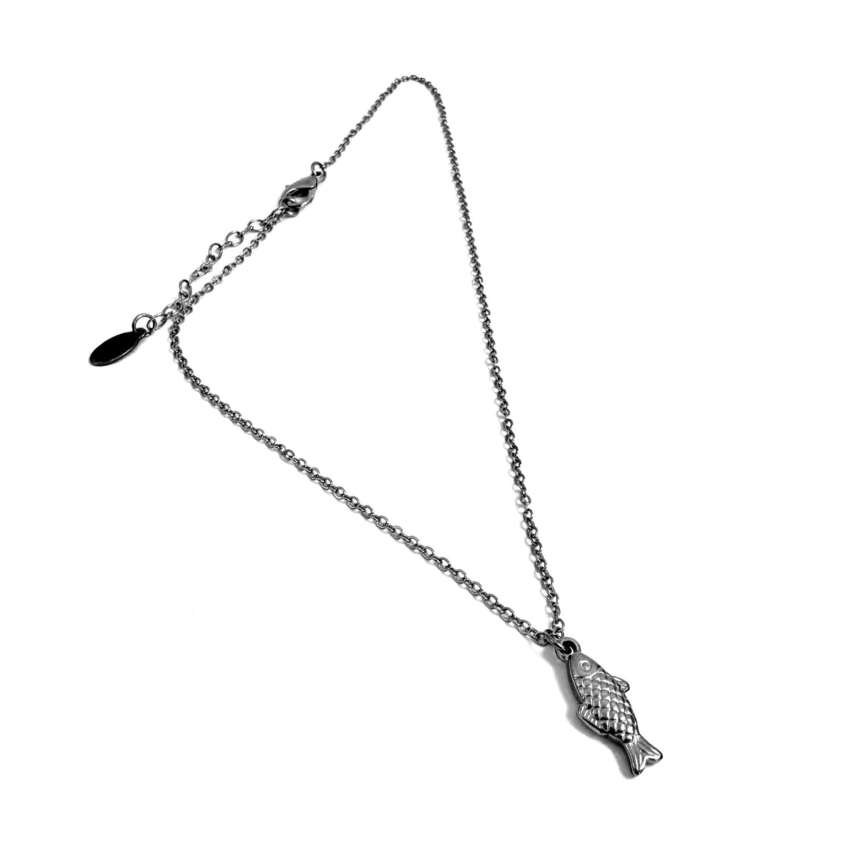 Fish Charm stainless steel pendant necklace from the Lucky Charm Bar at Foxlark