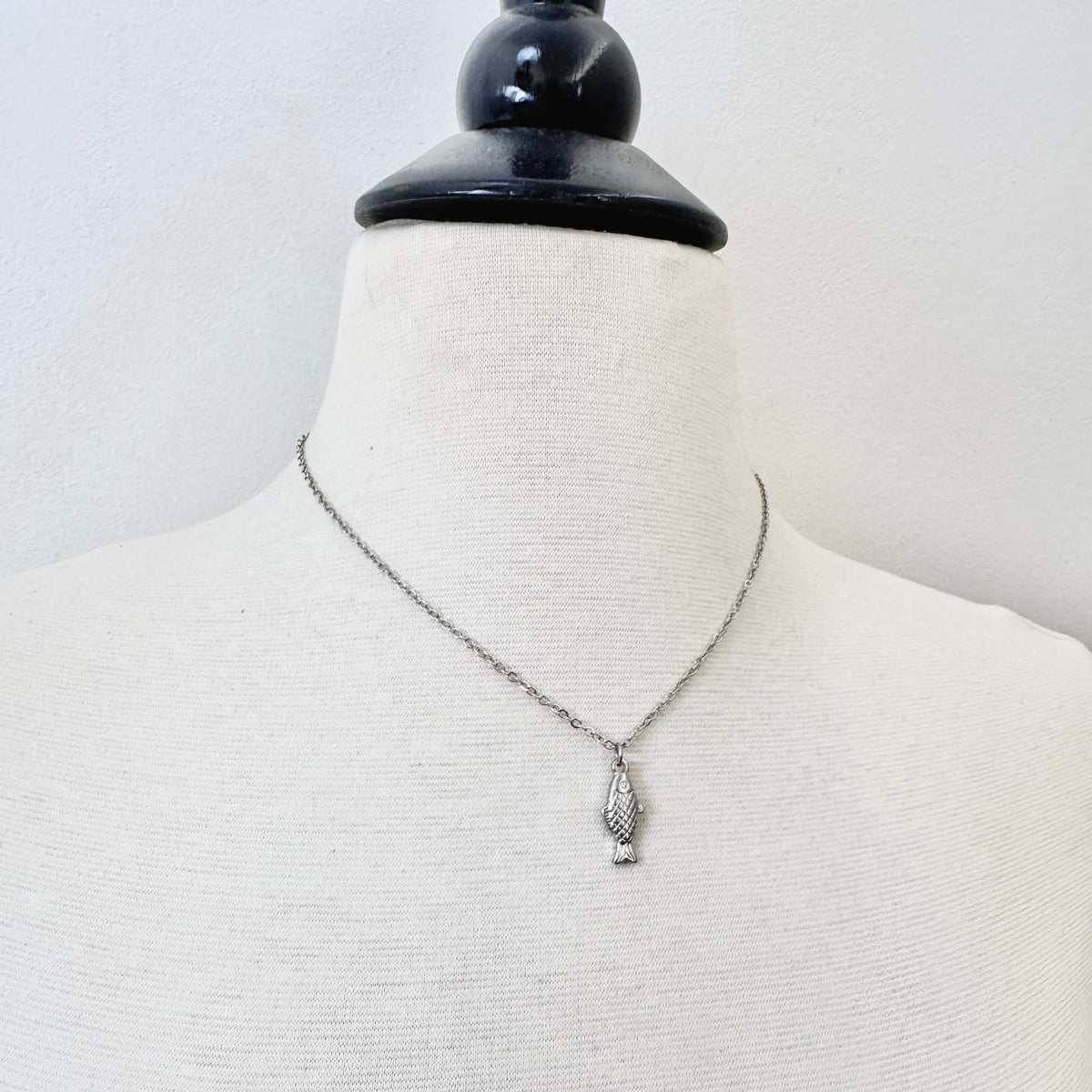 Fish Charm stainless steel pendant necklace from the Lucky Charm Bar at Foxlark