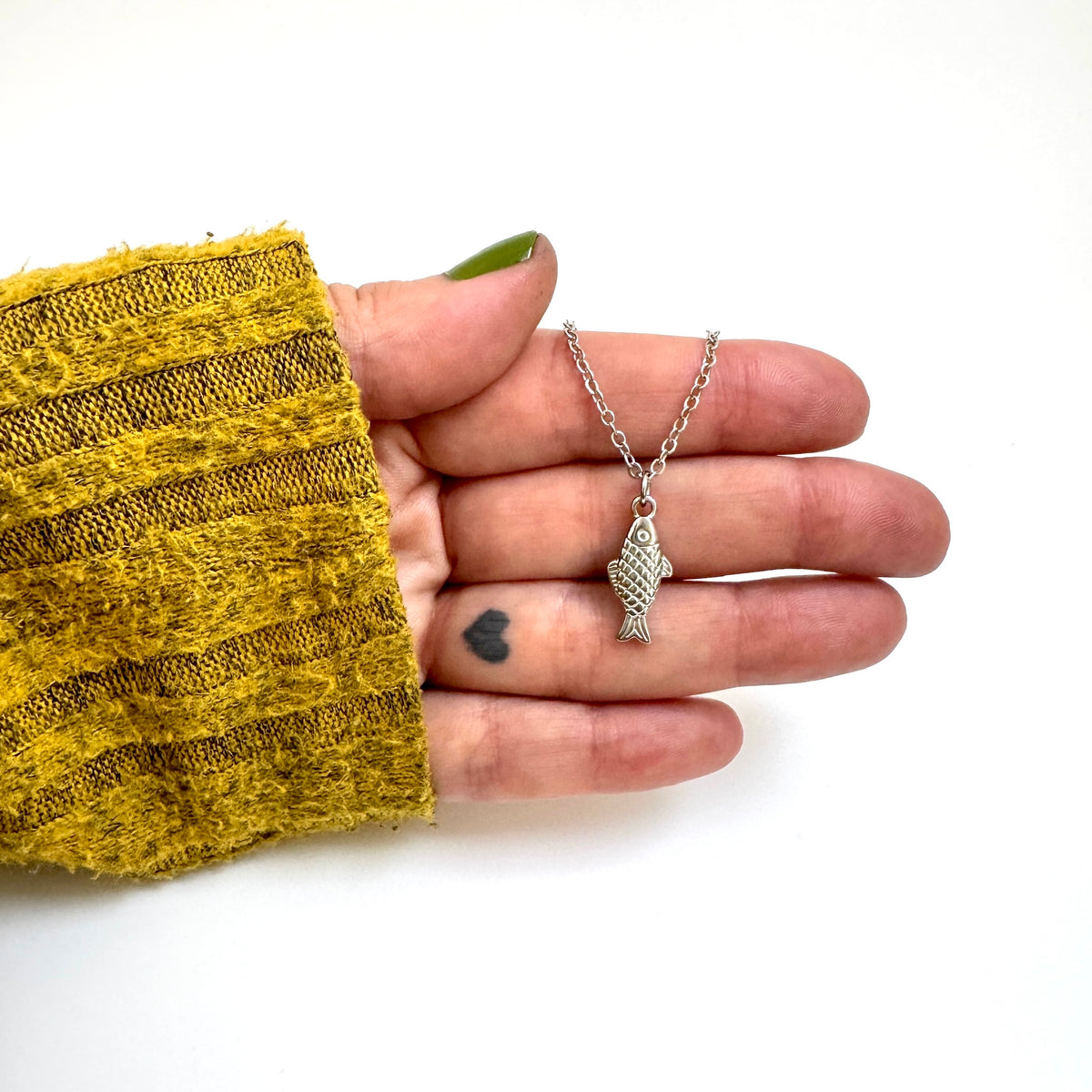 Fish Charm stainless steel pendant necklace from the Lucky Charm Bar at Foxlark
