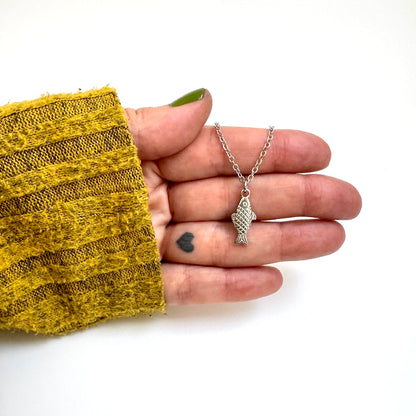 Fish Charm stainless steel pendant necklace from the Lucky Charm Bar at Foxlark