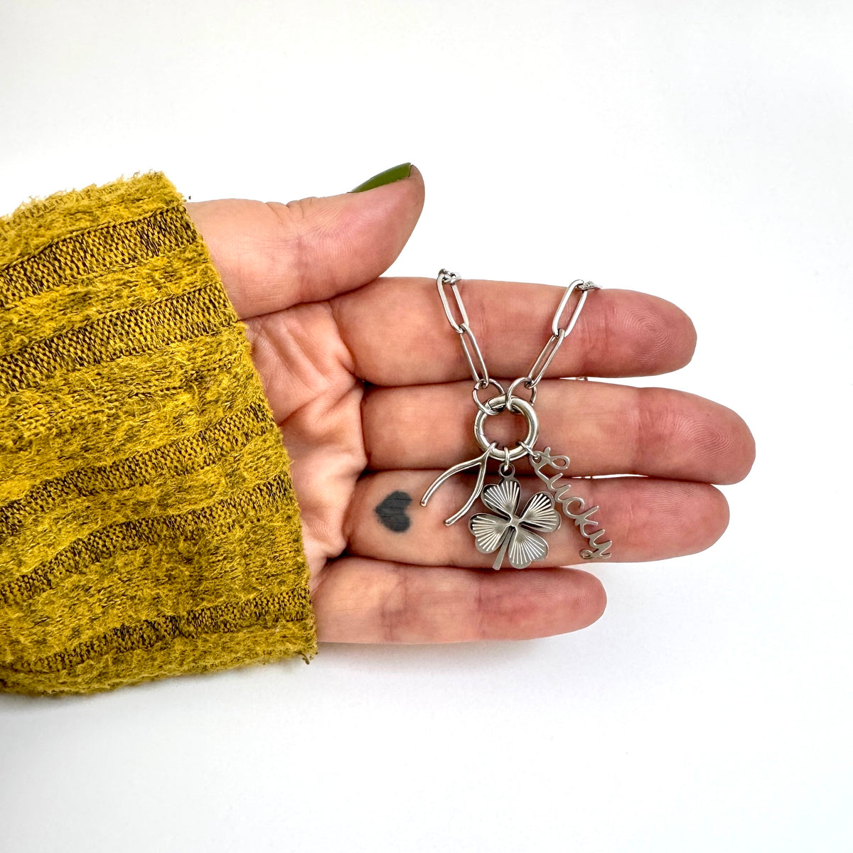 The Everyone's Obsessed Charm Collector Necklace - Paperclip Carabiner Chain from the Lucky Charm Bar by Foxlark
