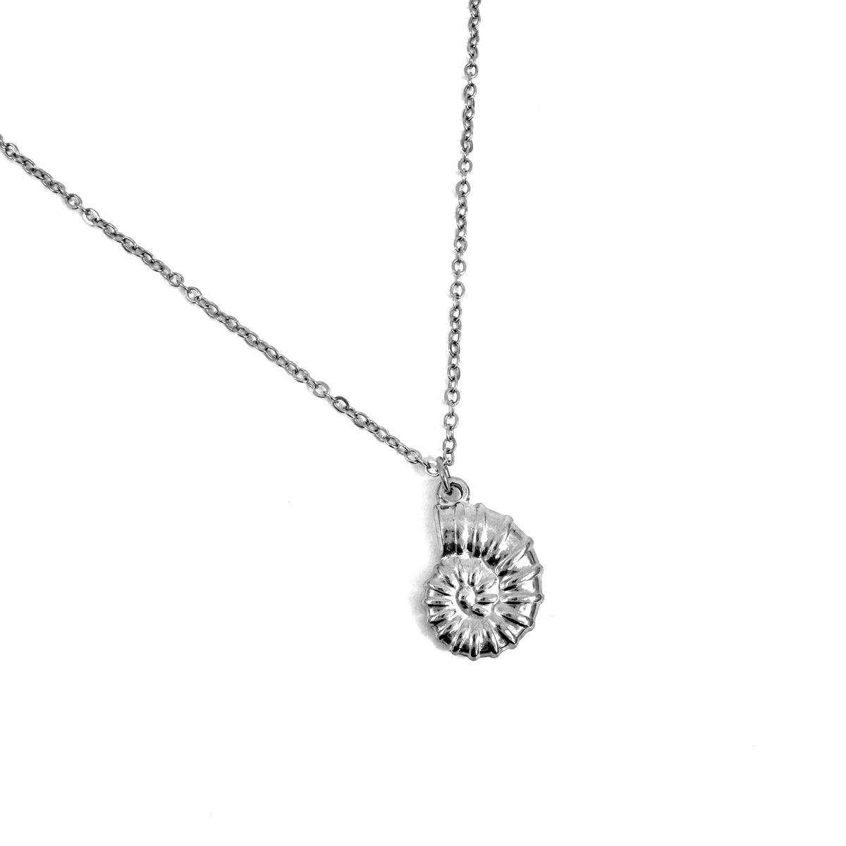 Nautilus Shell Charm stainless steel pendant necklace from the Lucky Charm Bar at Foxlark
