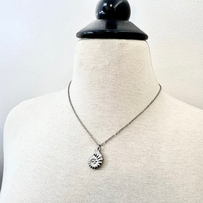 Nautilus Shell Charm stainless steel pendant necklace from the Lucky Charm Bar at Foxlark