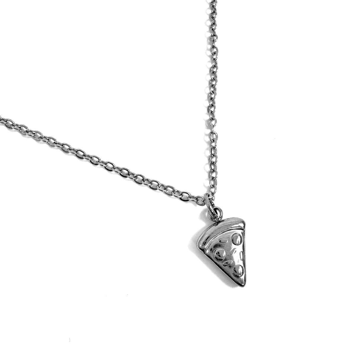 Pizza Slice Charm stainless steel pendant necklace from the Lucky Charm Bar at Foxlark
