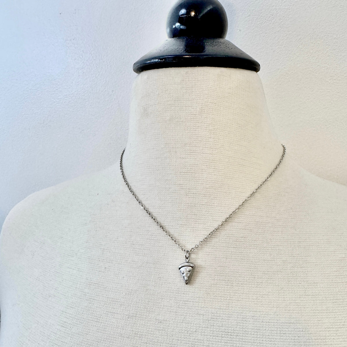 Pizza Slice Charm stainless steel pendant necklace from the Lucky Charm Bar at Foxlark